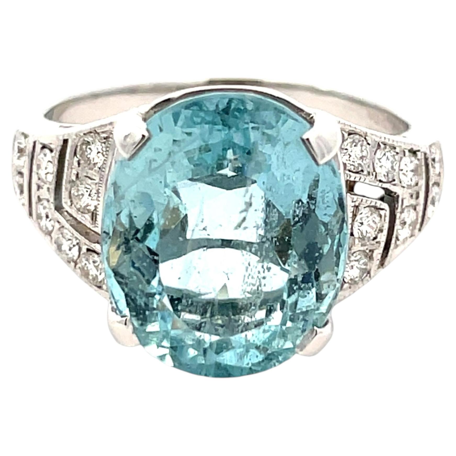 Bague en or 18 carats 5,70 carats aigue-marine certifiée GFCO et diamant naturel