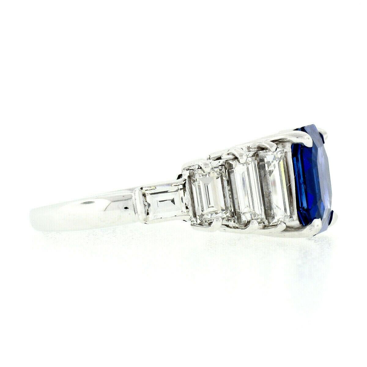 18k Gold 5.91ctw AGL Emerald Burma No Heat Sapphire & Step Baguette Diamond Ring 1