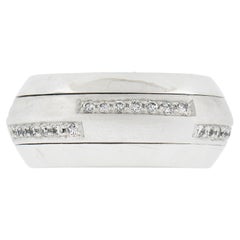 18k Gold .5ct Diamond Dual Finish Spinning Center 9.9mm Wide Geometric Band Ring