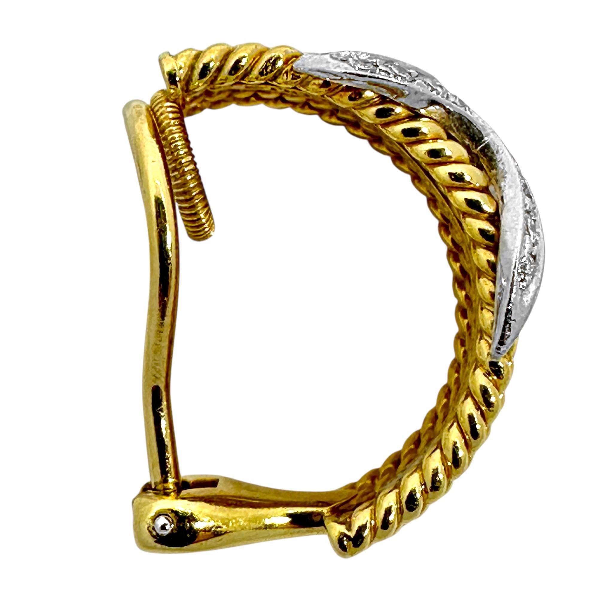 Moderne Boucle d'oreille unique en or 18 carats The Row Rope Platinum & Diamond X Tiffany Schlumberger en vente