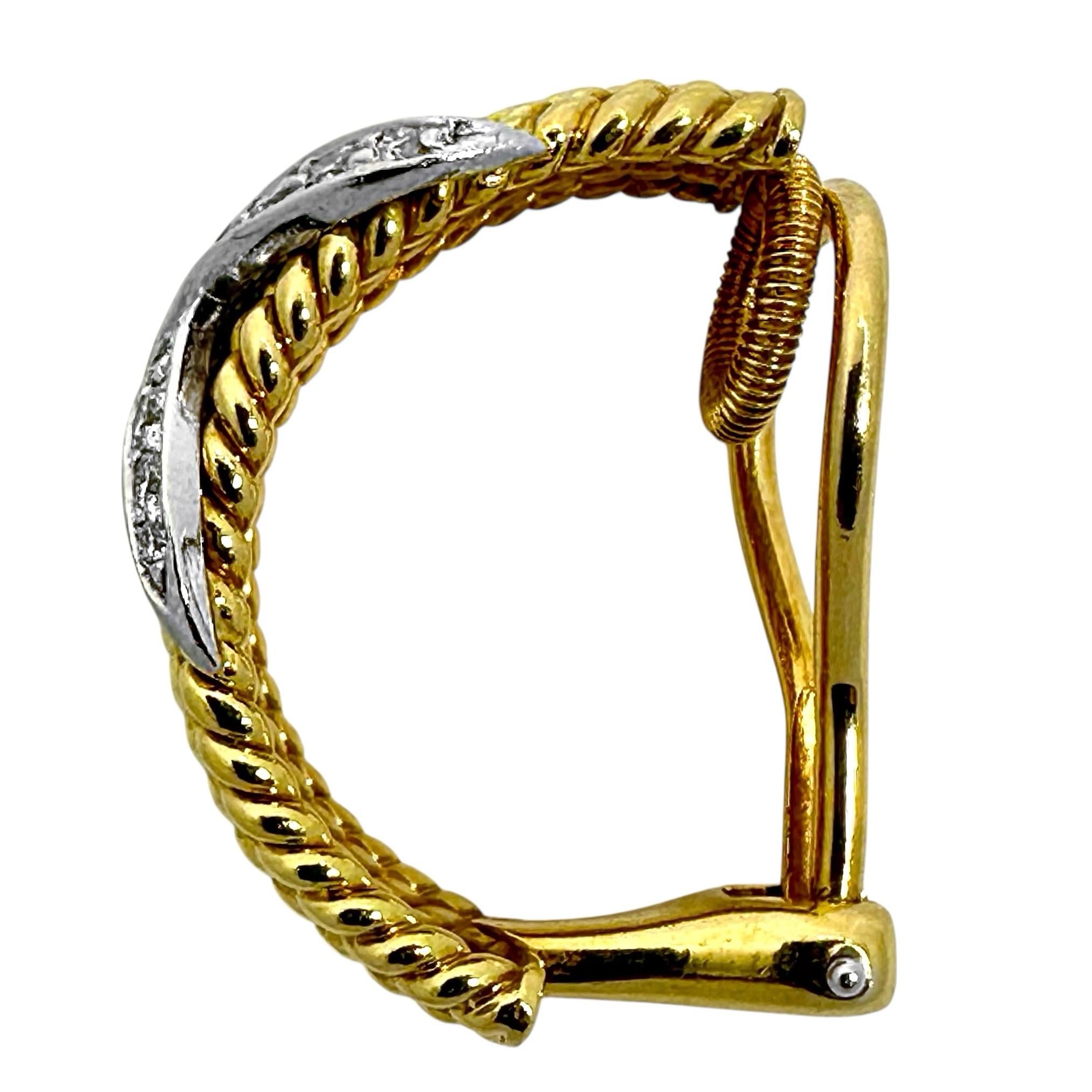 Boucle d'oreille unique en or 18 carats The Row Rope Platinum & Diamond X Tiffany Schlumberger Excellent état - En vente à Palm Beach, FL