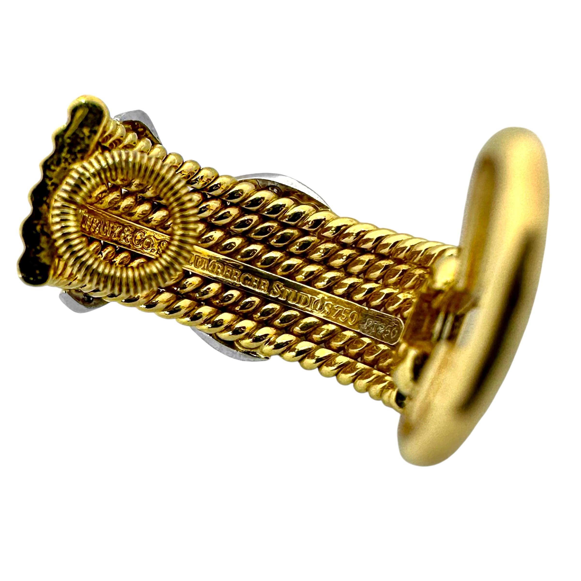 Boucle d'oreille unique en or 18 carats The Row Rope Platinum & Diamond X Tiffany Schlumberger Unisexe en vente
