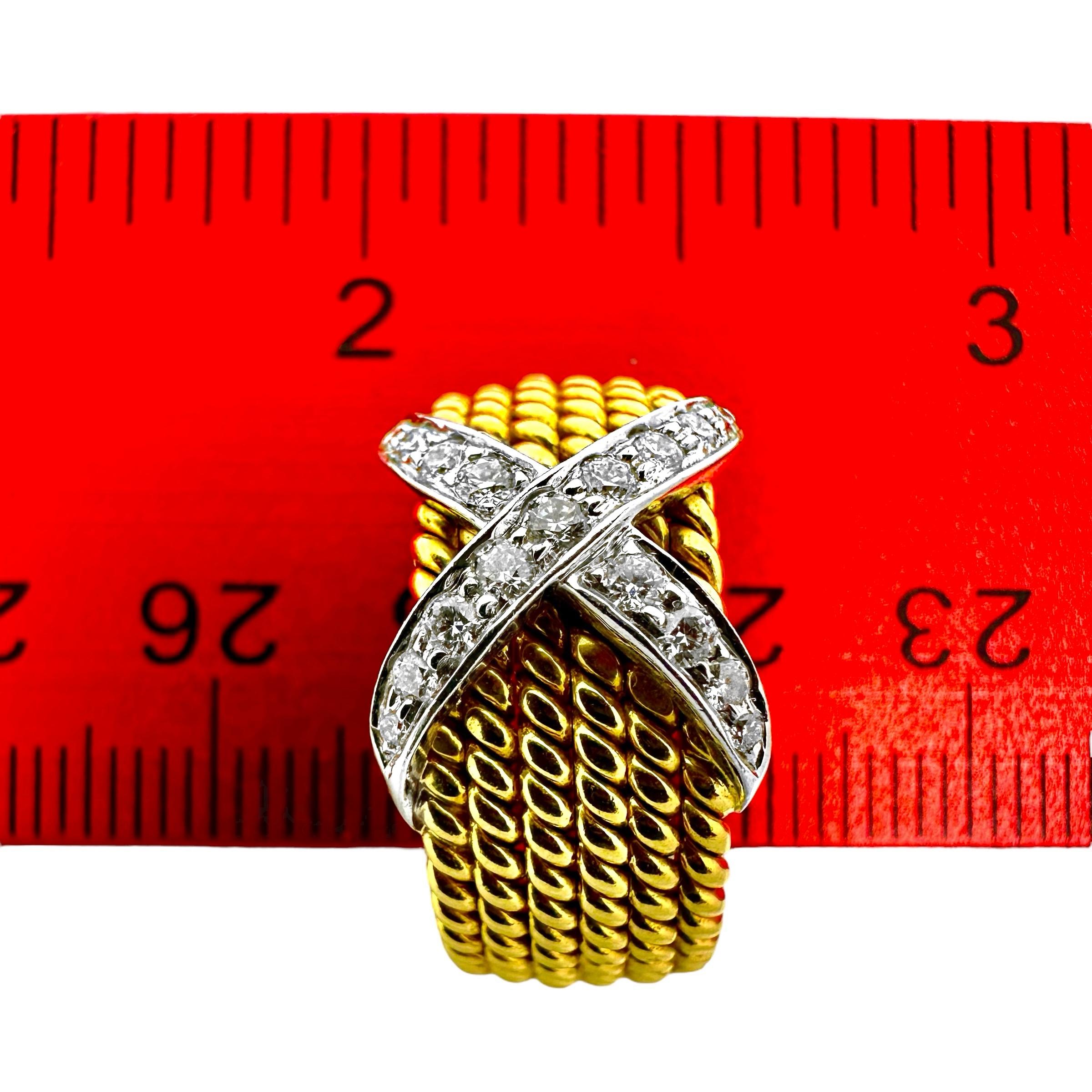 Boucle d'oreille unique en or 18 carats The Row Rope Platinum & Diamond X Tiffany Schlumberger en vente 2