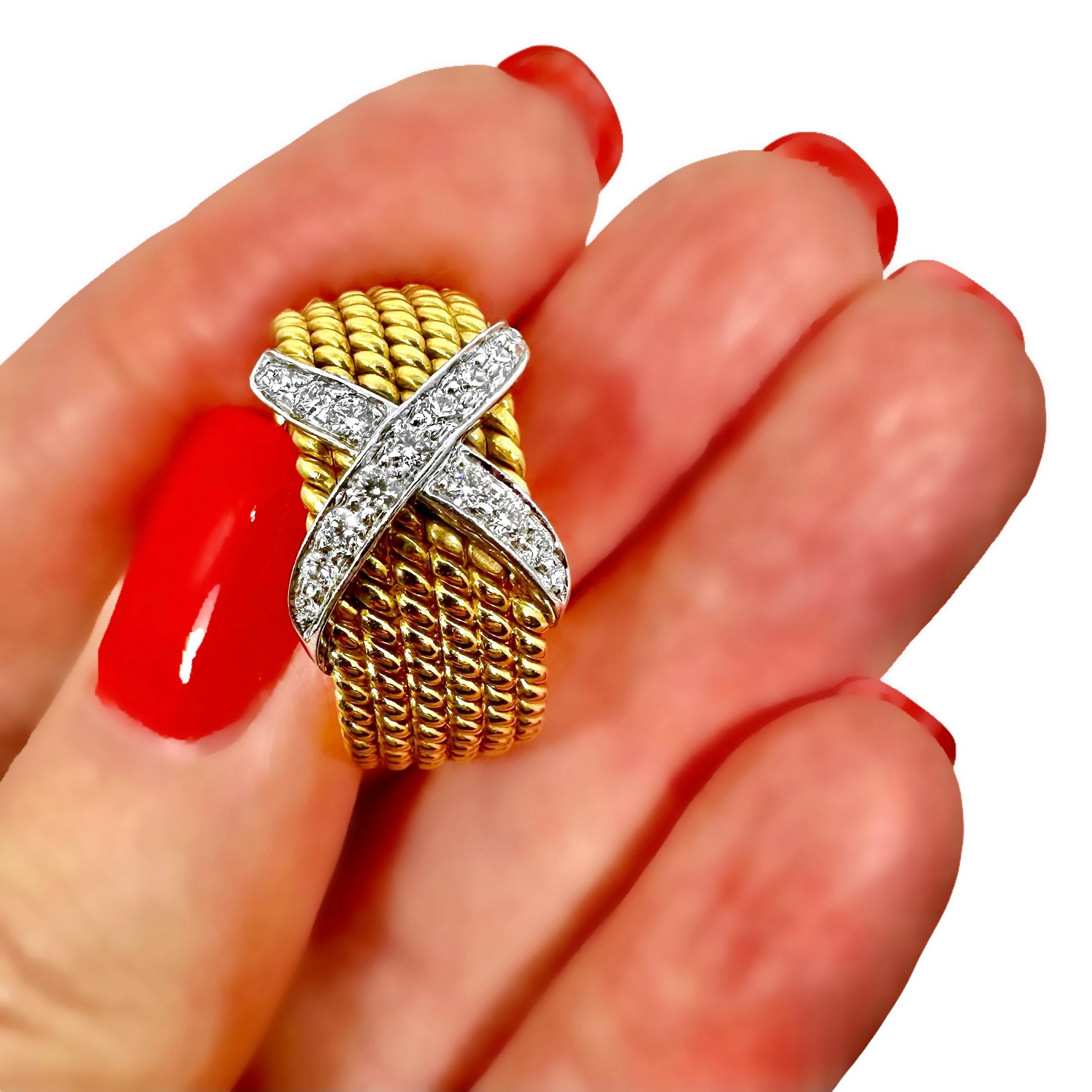Boucle d'oreille unique en or 18 carats The Row Rope Platinum & Diamond X Tiffany Schlumberger en vente 3