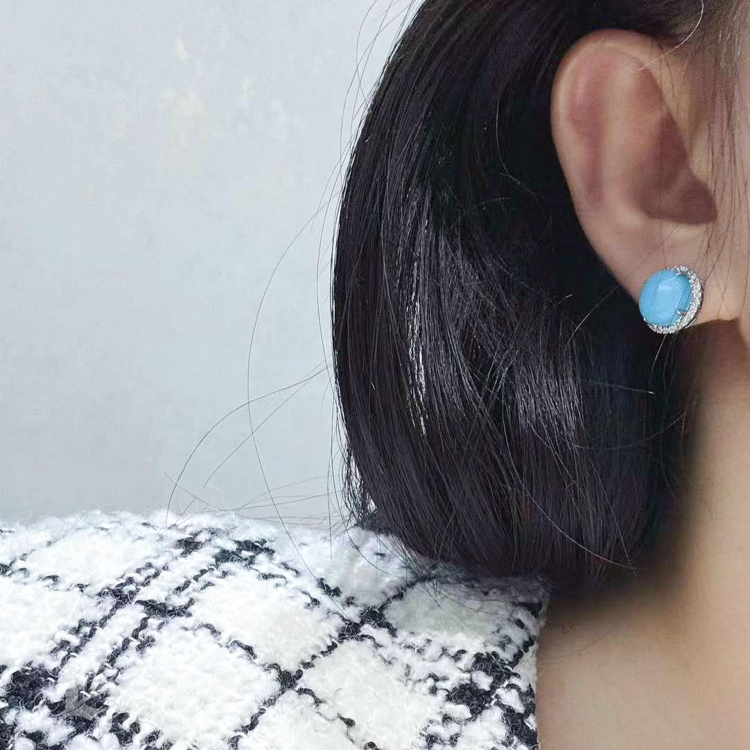 Caelmare】 Orecchini convertibili 2 in 1 di perle dei mari del Sud e diamanti turchesi in vendita 6
