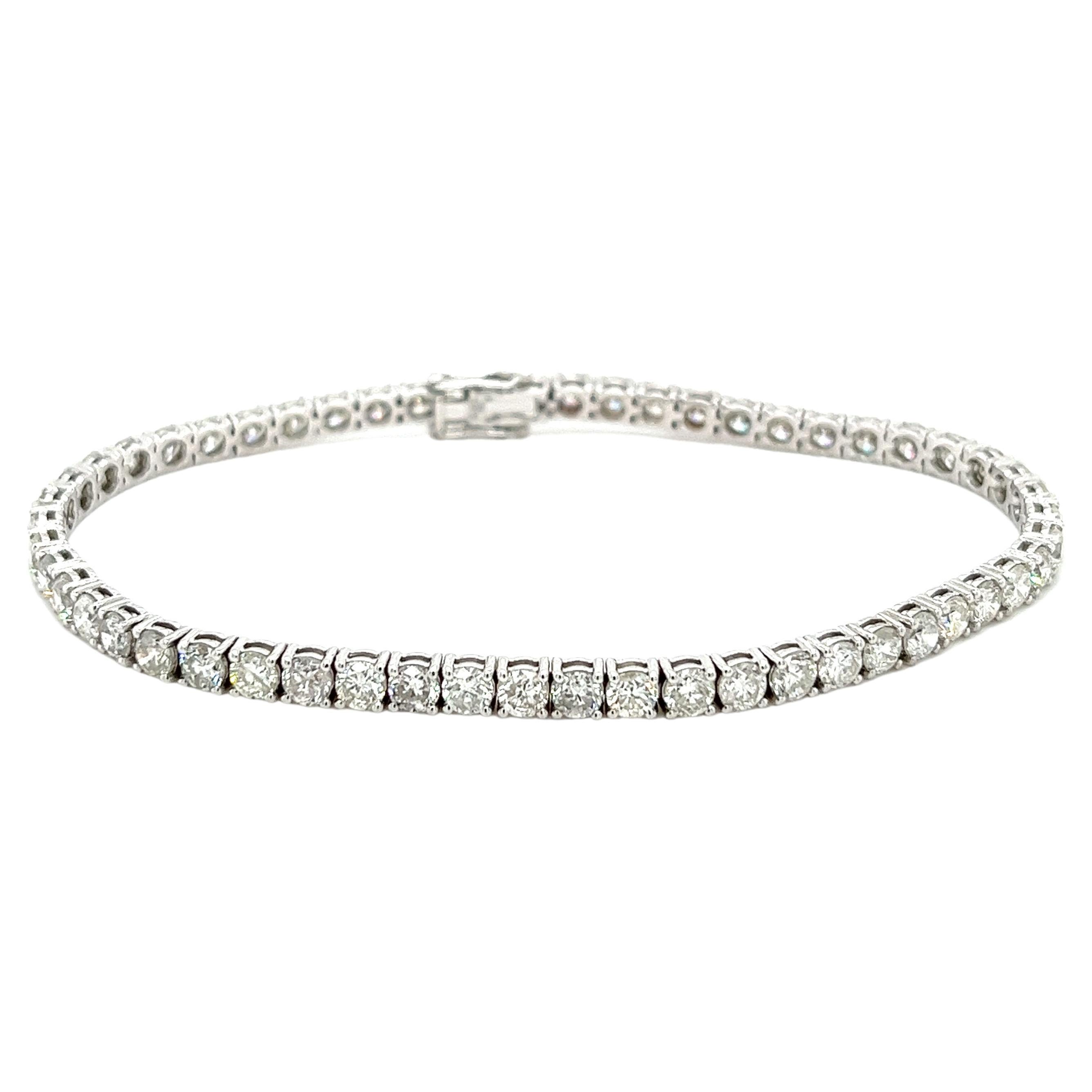 Bracelet tennis en or 18 carats avec diamants taille ronde de 7 carats, style boîte