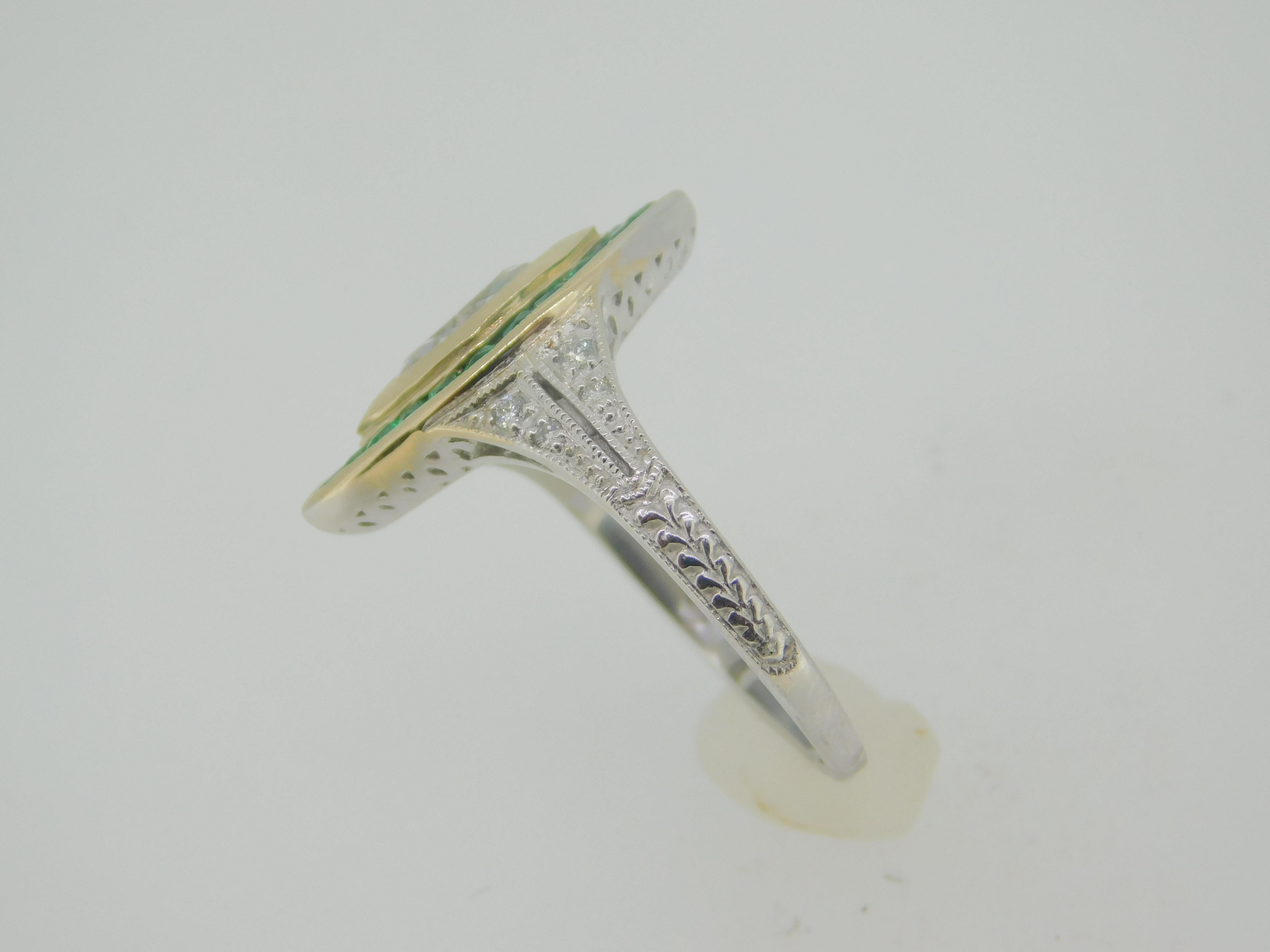 Art Deco 18k Gold .70ct Genuine Natural Diamond Ring with 1.5ct Emerald Halo '#J4110' For Sale