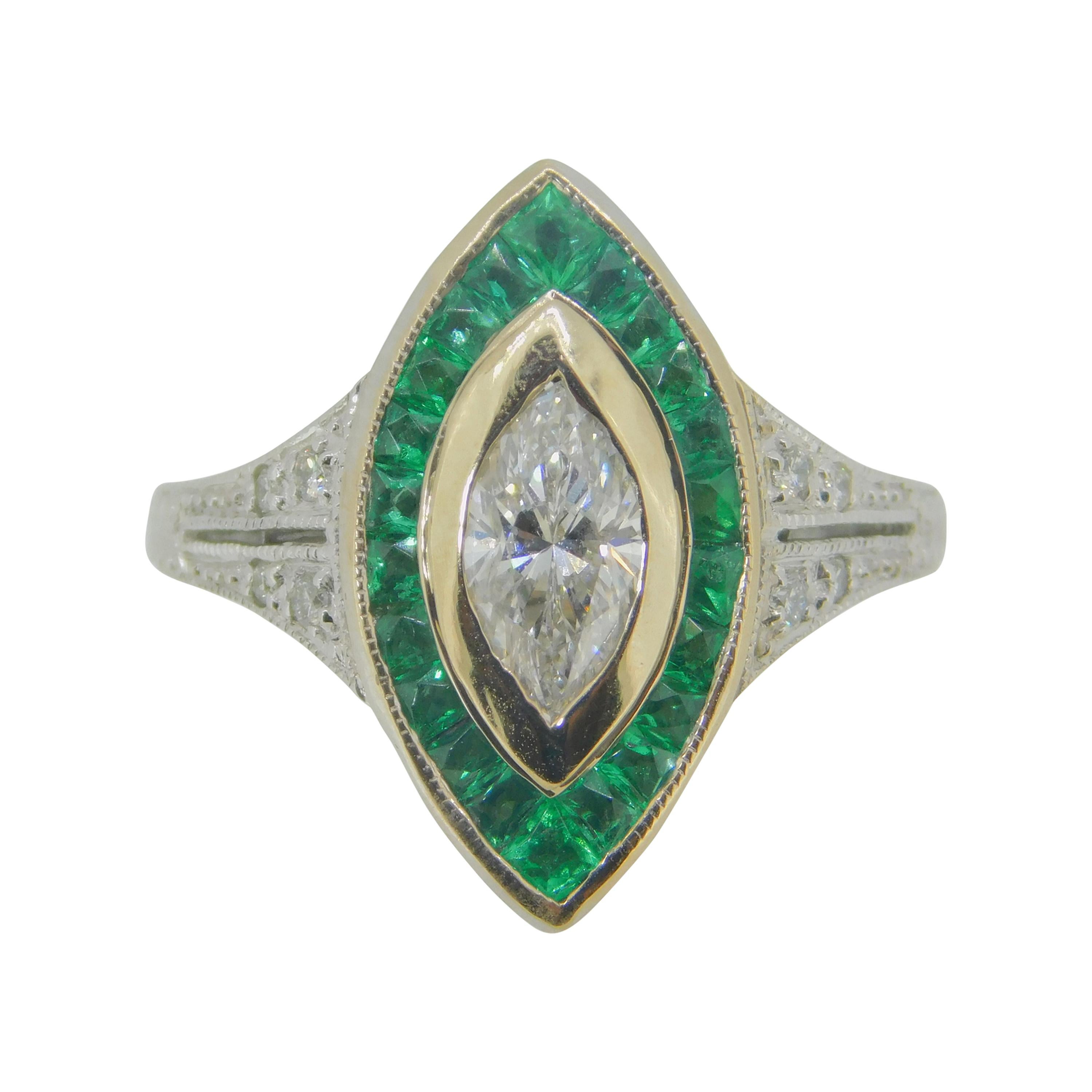 18k Gold .70ct Genuine Natural Diamond Ring with 1.5ct Emerald Halo '#J4110' For Sale