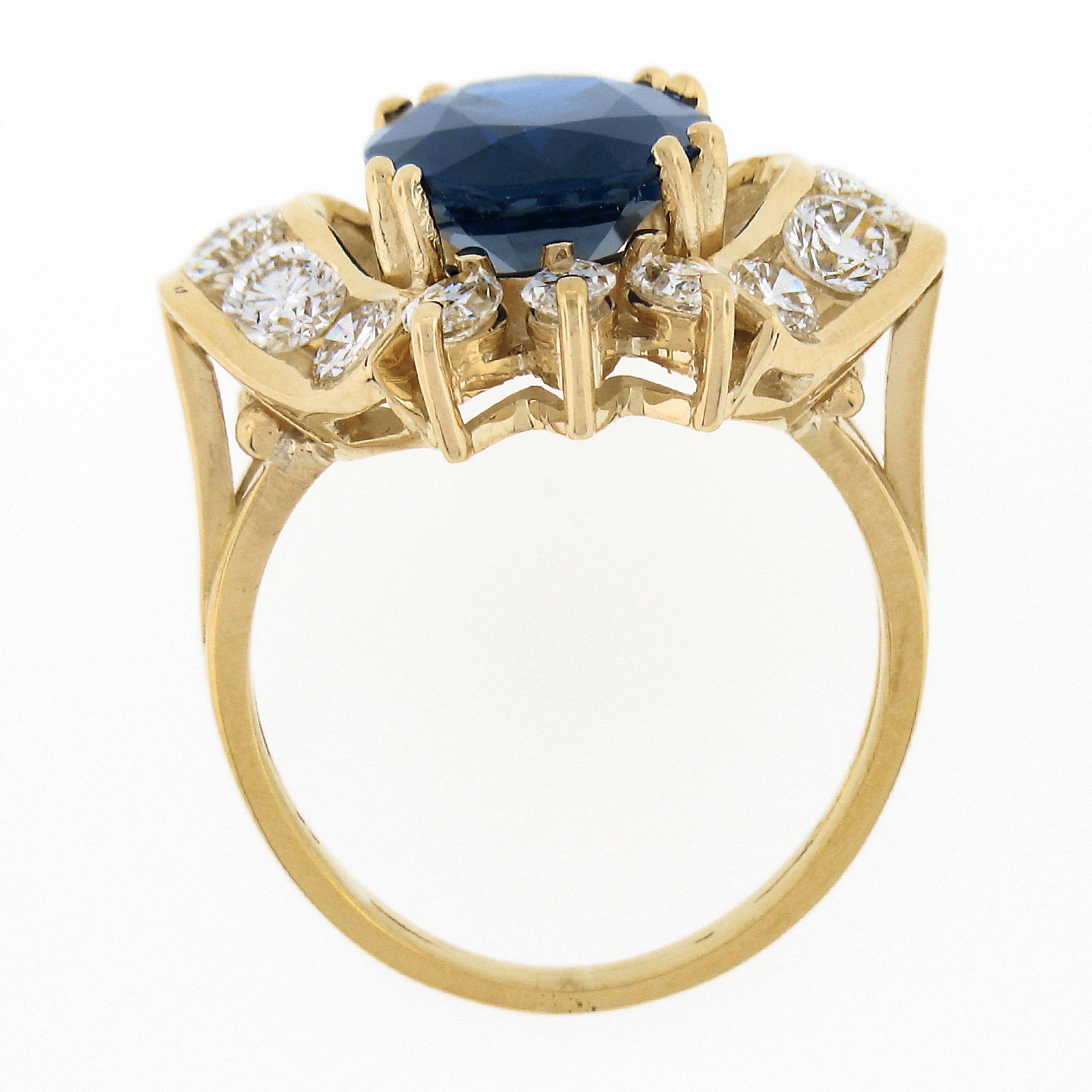 18K Gold 7.72ct GIA Large Oval Sapphire w/ Round Marquise Diamond Cocktail Ring For Sale 3