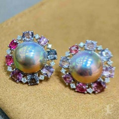 Celestial Bloom Aurora Mabe Pearl Multigem Earrings