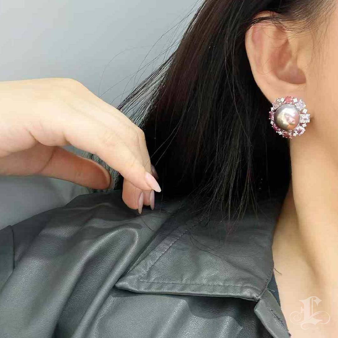Uncut Celestial Bloom Aurora Mabe Pearl Multigem Earrings