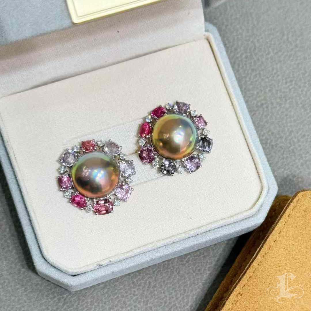 Women's Celestial Bloom Aurora Mabe Pearl Multigem Earrings