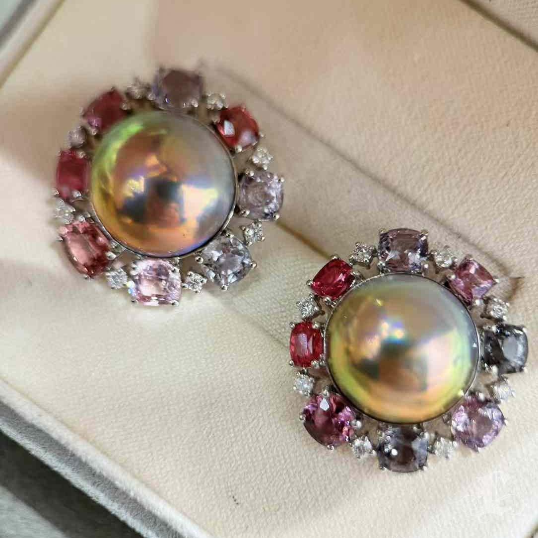 Celestial Bloom Aurora Mabe Pearl Multigem Earrings 1