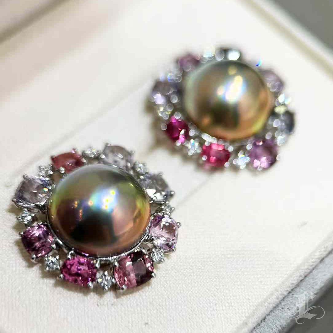 Celestial Bloom Aurora Mabe Pearl Multigem Earrings 2