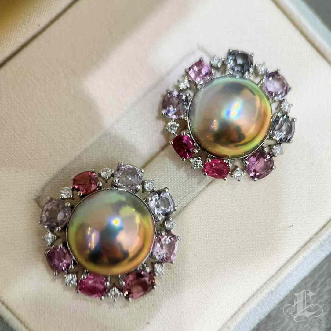 Celestial Bloom Aurora Mabe Pearl Multigem Earrings 3