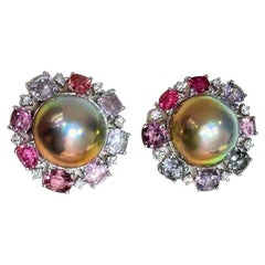 Celestial Bloom Aurora Mabe Pearl Multigem Earrings