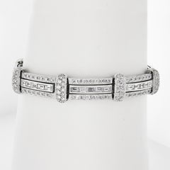 18K Gold 9.13ctw Quality FIERY Baguette Diamond Wide Link Statement Bracelet