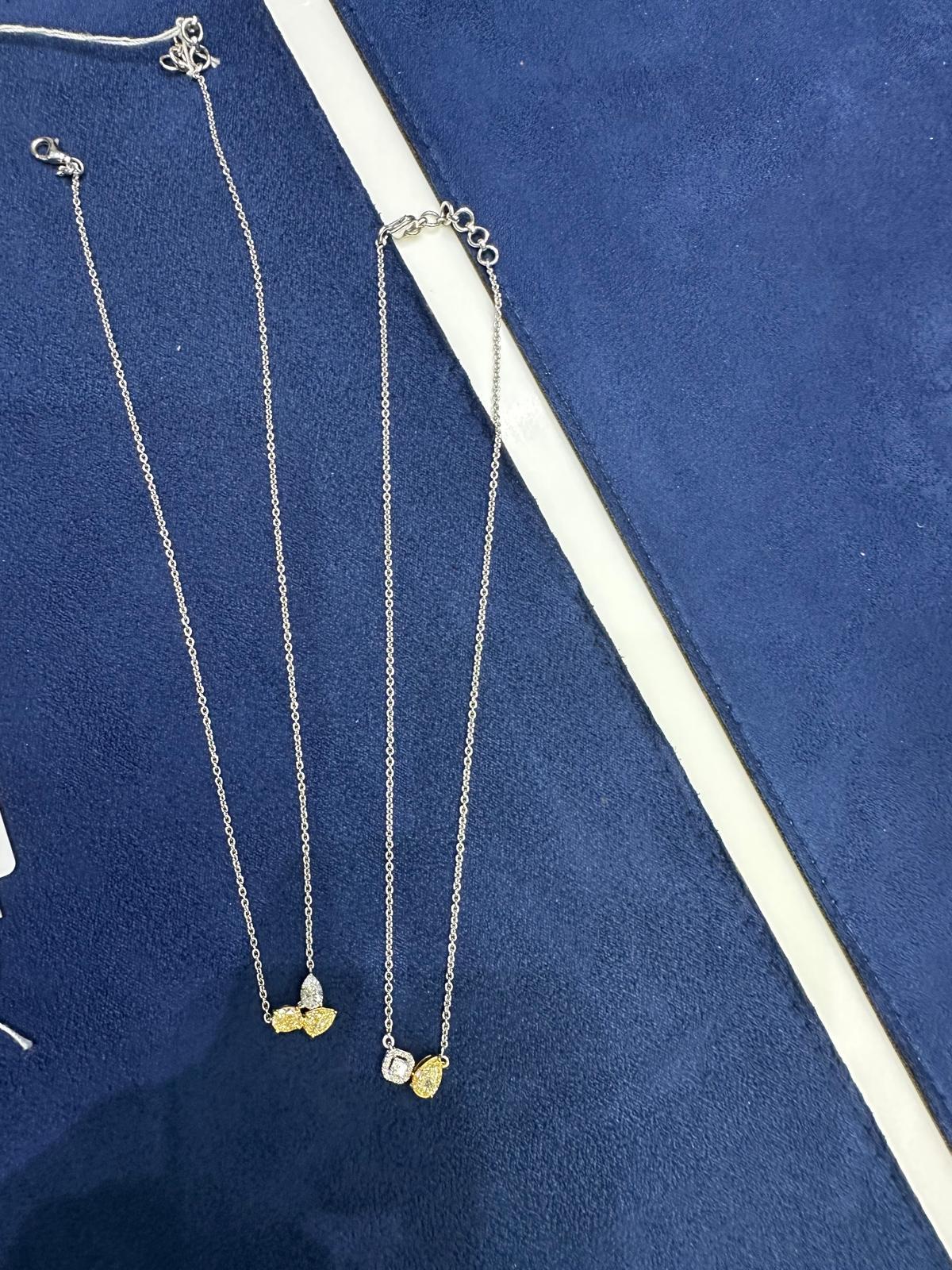 18k Gold .923 Karat Gelber Diamant Weißer Diamant-Anhänger Halskette für Damen oder Herren im Angebot