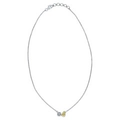 18k Gold .923 Karat Gelber Diamant Weißer Diamant-Anhänger Halskette