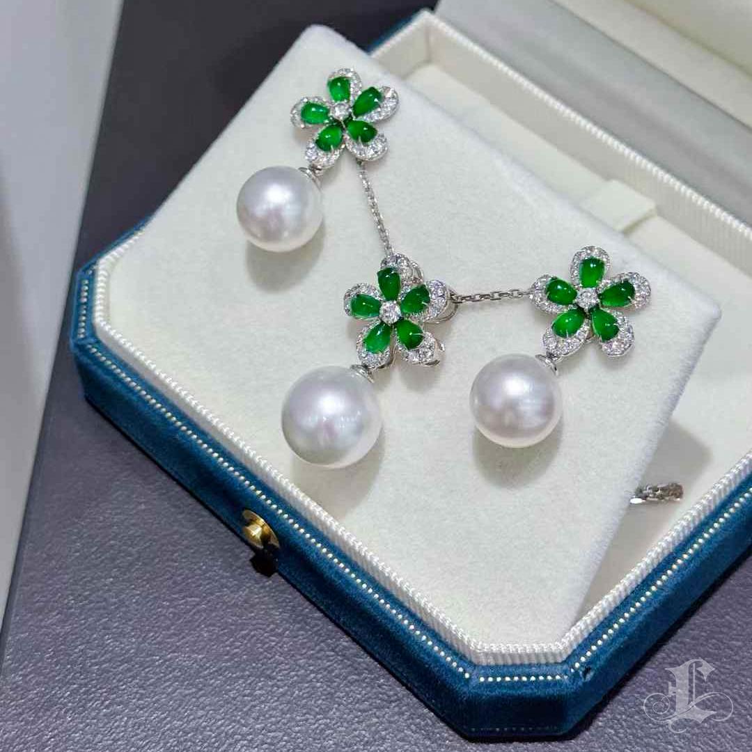 Women's 【Jādora】Jade Blossom South Sea Pearl Pendant For Sale