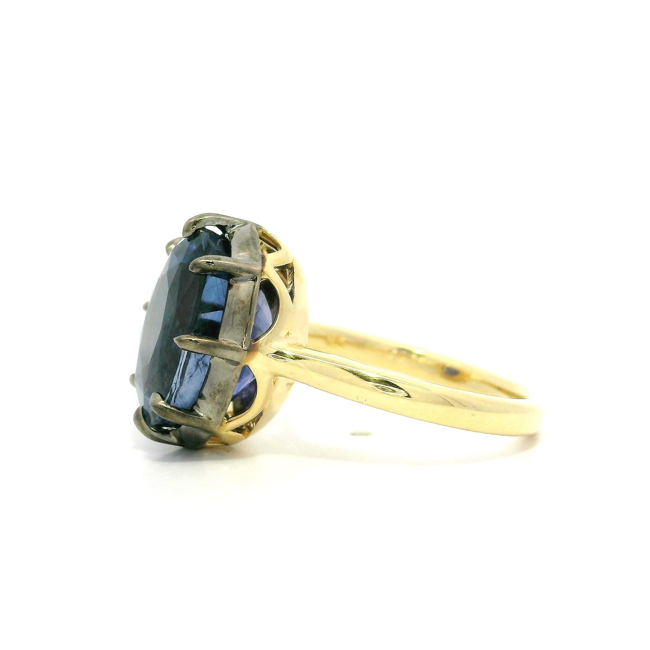 18k Gold AGL 8.53ct Blue Pink Purple Color Change Sapphire Solitaire Collet Ring im Angebot 11