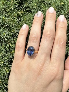 18k Gold AGL 8.53ct Blue Pink Purple Color Change Sapphire Solitaire Collet Ring