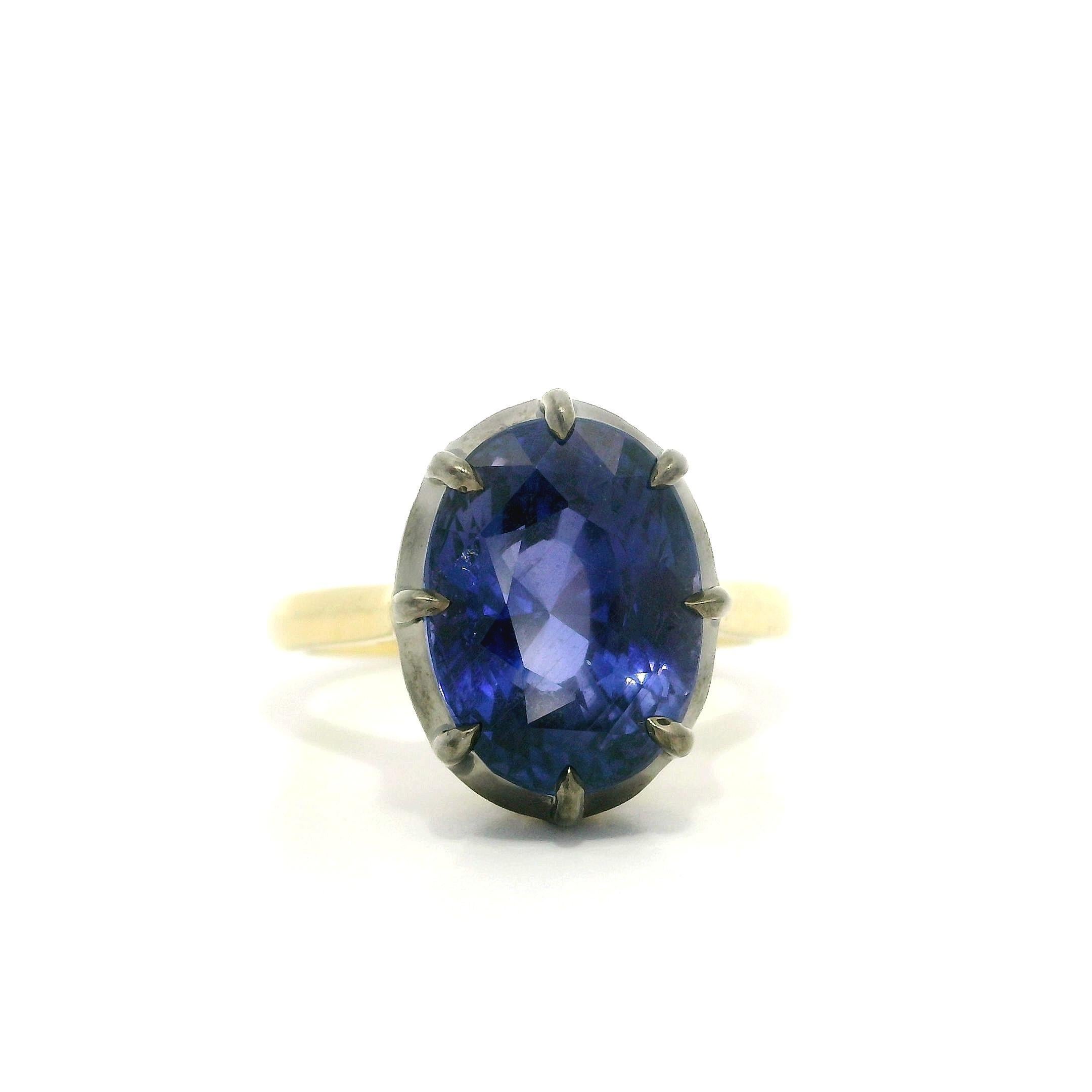 18k Gold AGL 8.53ct Blue Pink Purple Color Change Sapphire Solitaire Collet Ring