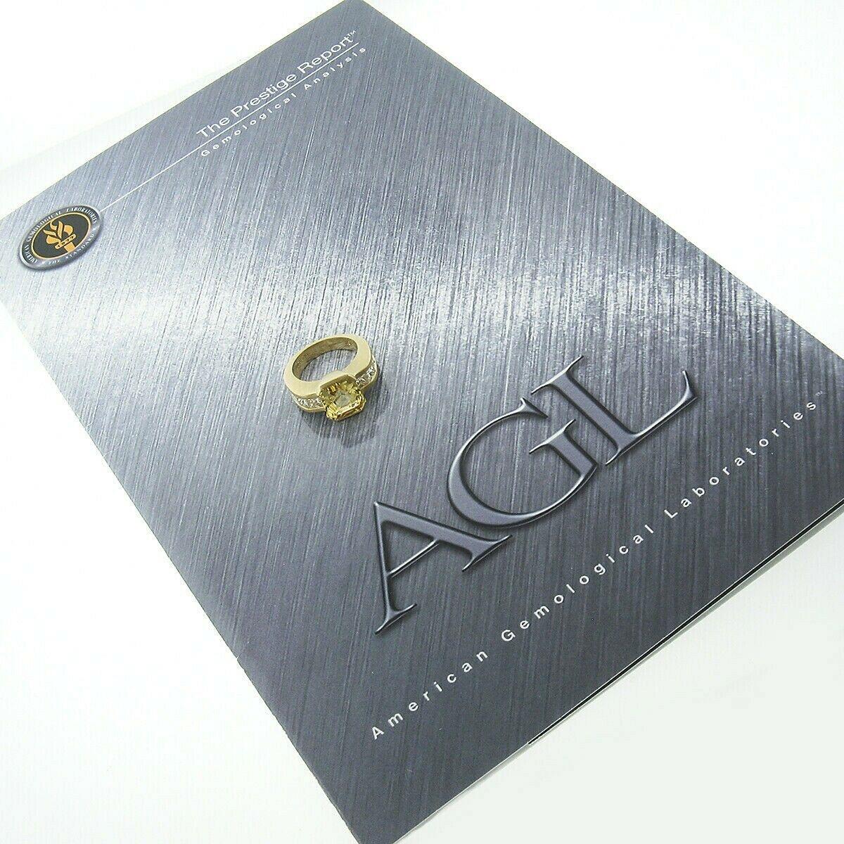 18k Gold AGL No Heat Yellow Ceylon Sapphire & Princess Diamond Half Bezel Ring For Sale 5