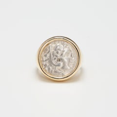 18k Gold Alexander The Great Coin Ring