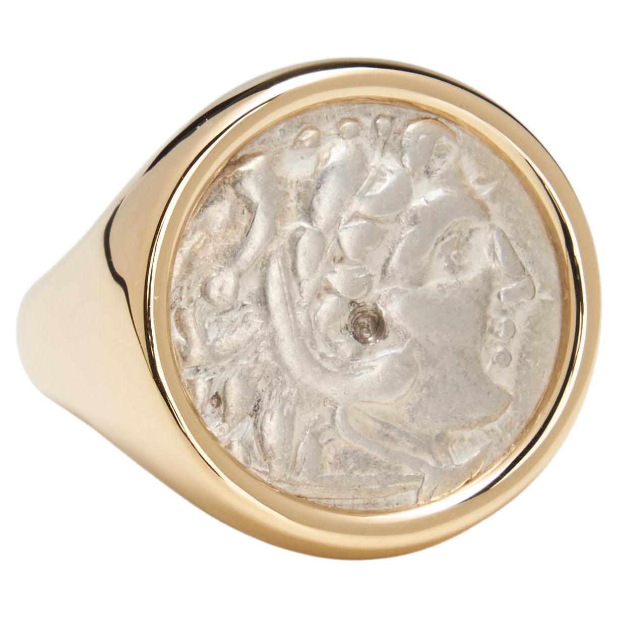 18k Gold Alexander The Great Coin Ring For Sale