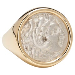 Bague en or 18k avec pièce de monnaie Alexander The Great