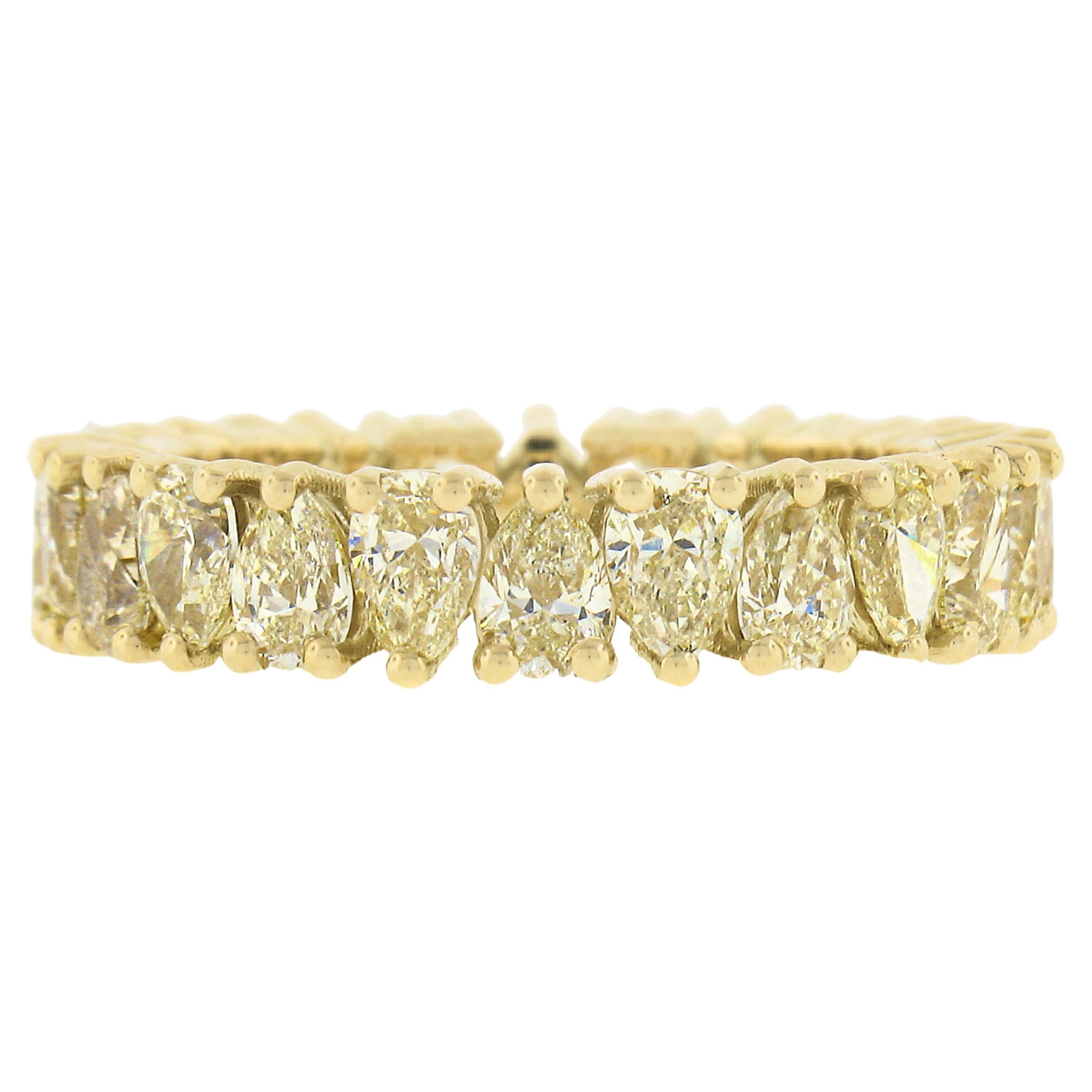 18k Gold abwechselnd Birne Fancy Yellow Diamond Eternity Stack Band Ring