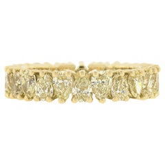 18k Gold Alternating Pear Fancy Yellow Diamond Eternity Wedding Stack Band Ring