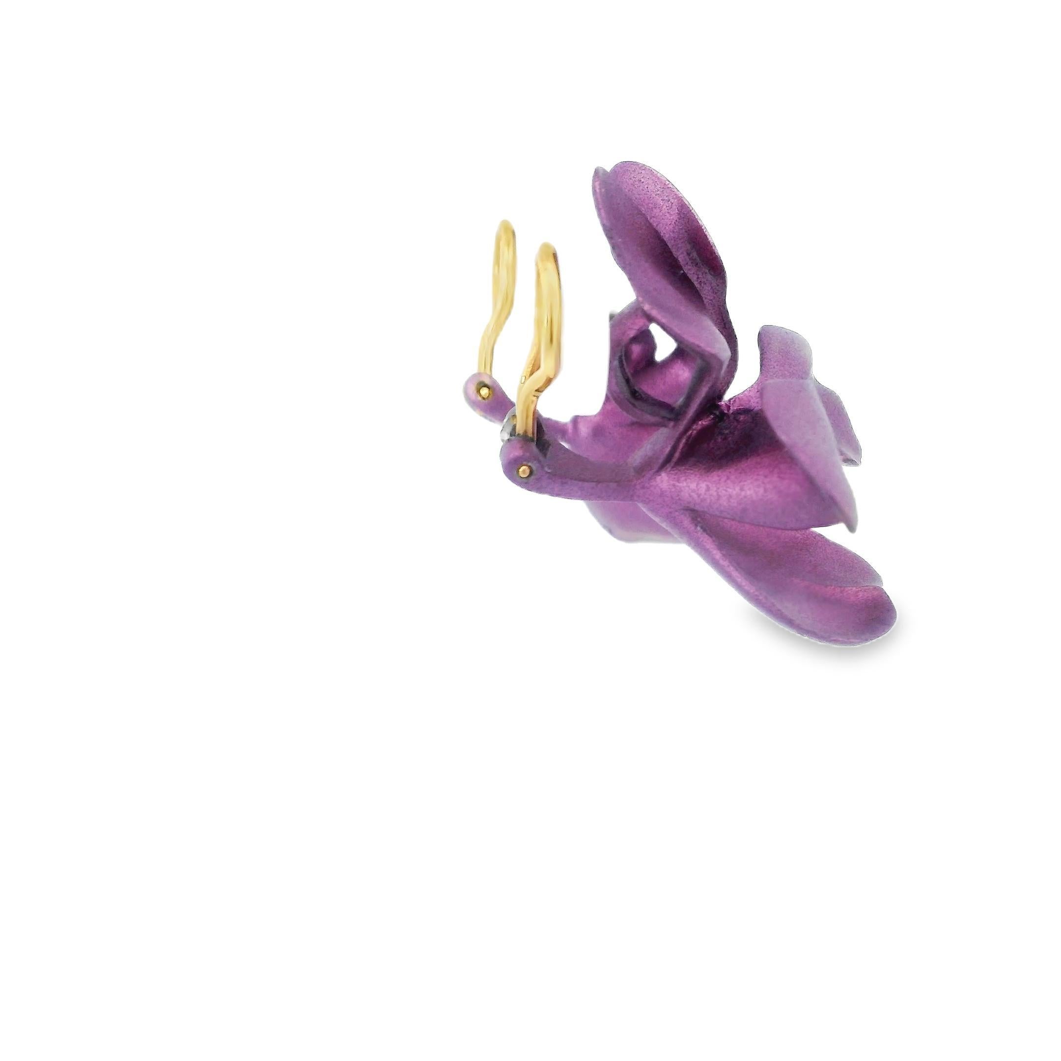 Moderno Orecchini JAR Purple Pansy in alluminio oro 18K in vendita