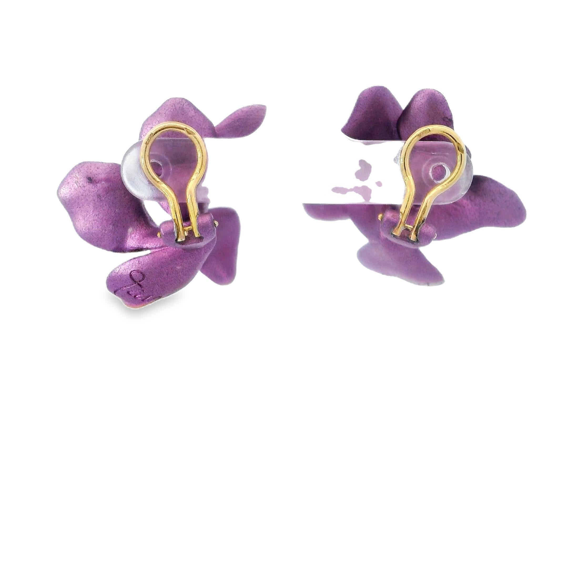 Orecchini JAR Purple Pansy in alluminio oro 18K In condizioni ottime in vendita a New York, NY