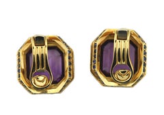 18K Gold Amethyst Earclips, Laura Munder