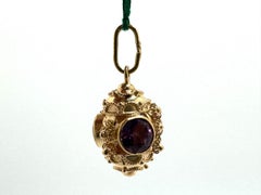 18k Gold Amethyst & Etruscan Pendent