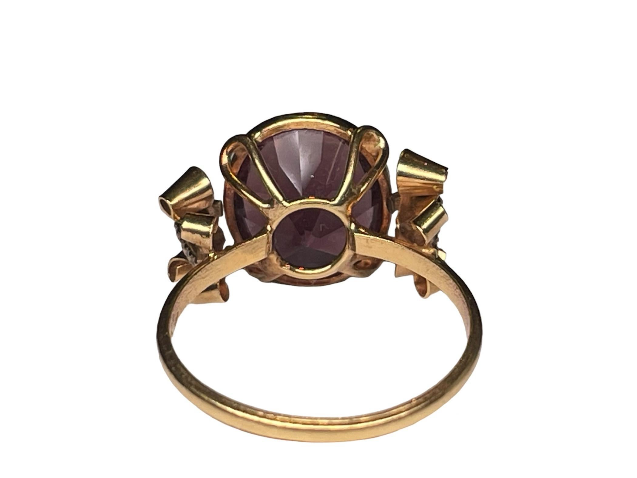 Anello con ametista in oro 18k in vendita 5