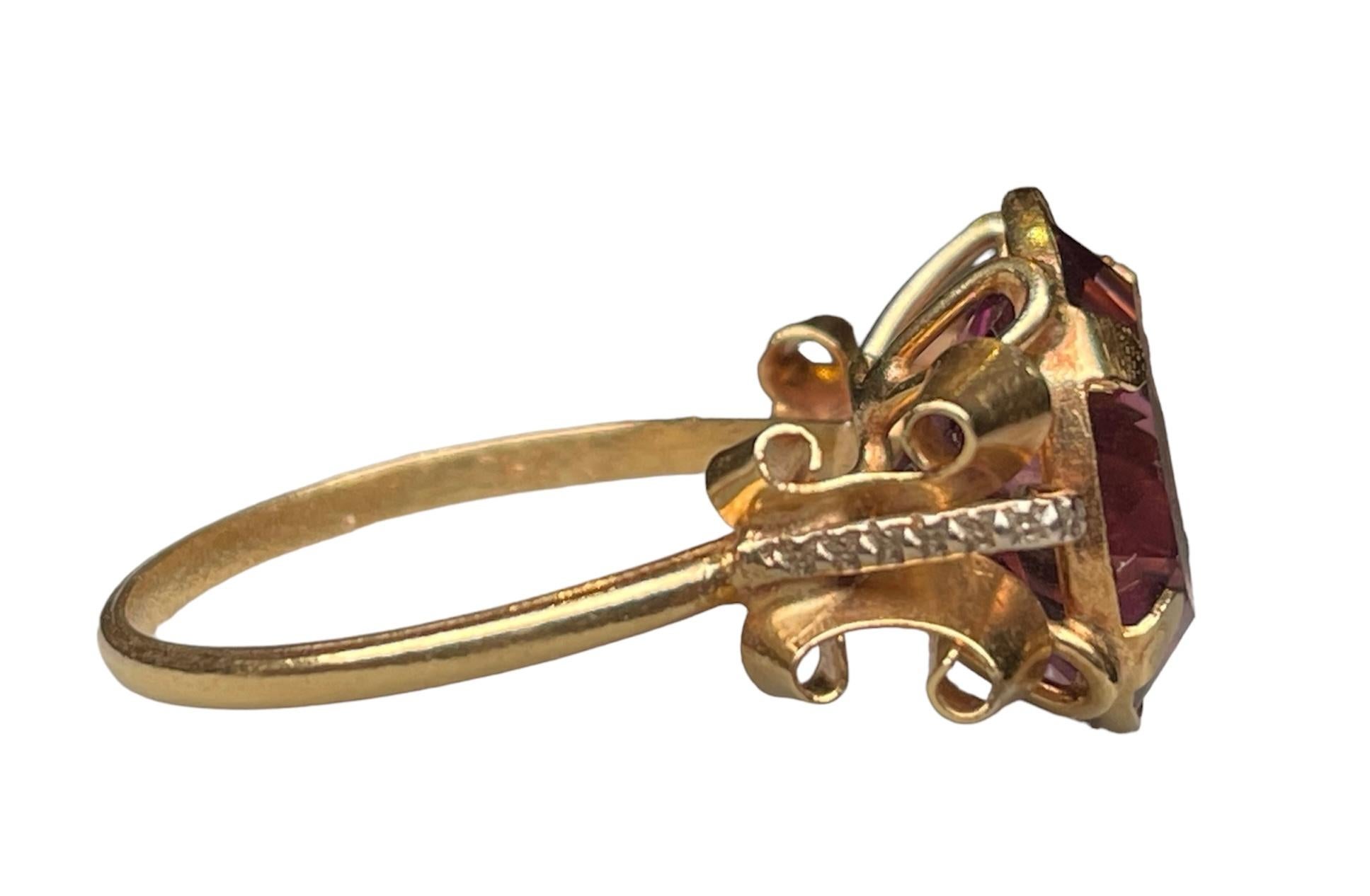 Anello con ametista in oro 18k in vendita 6