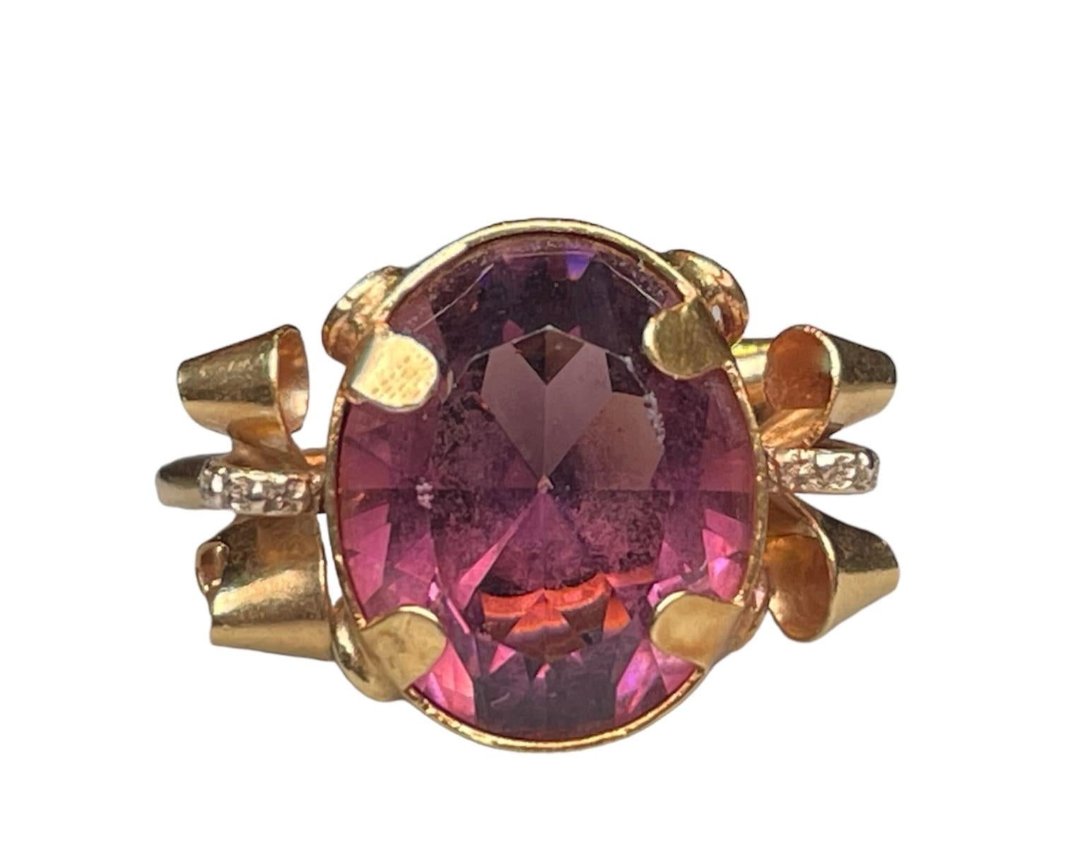 Anello con ametista in oro 18k in vendita 7