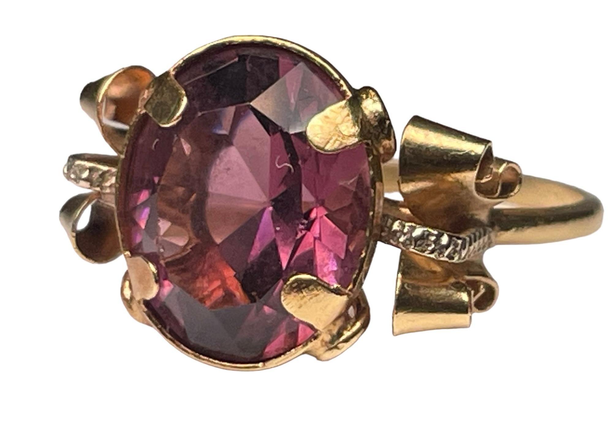 Anello con ametista in oro 18k in vendita 2
