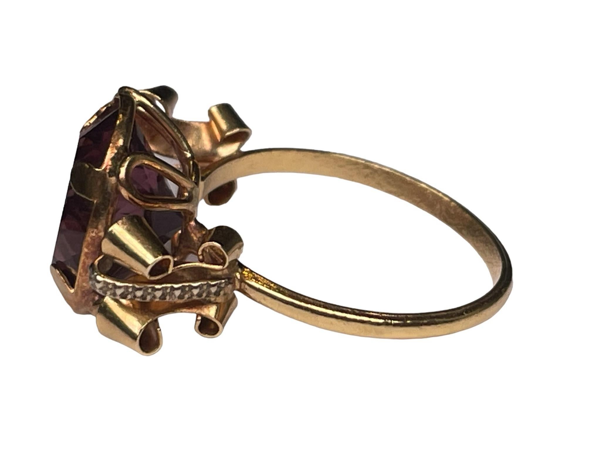 Anello con ametista in oro 18k in vendita 3