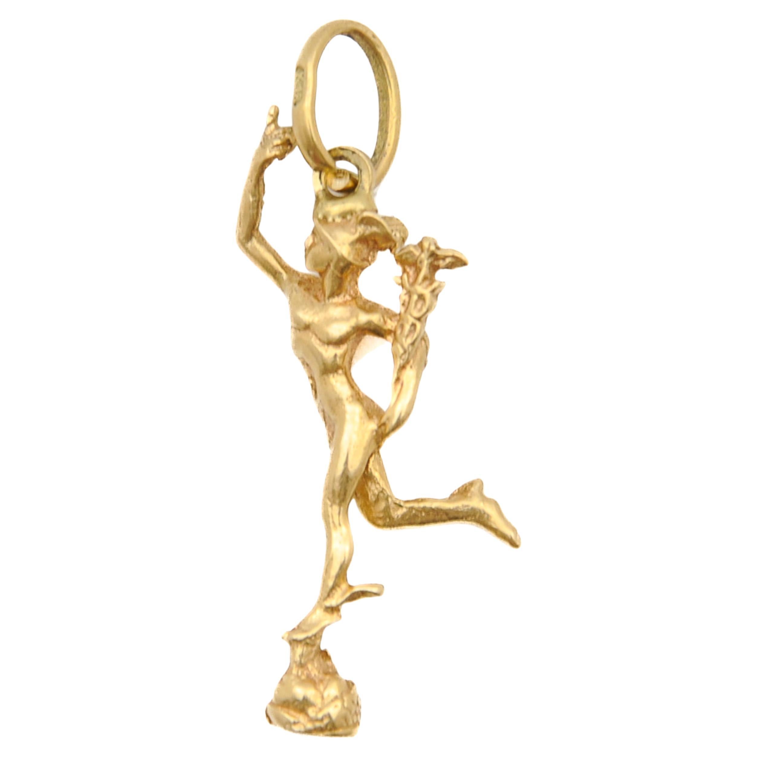 Vintage 18K Gold Ancient God Mercury Hermes Charm Pendant For Sale