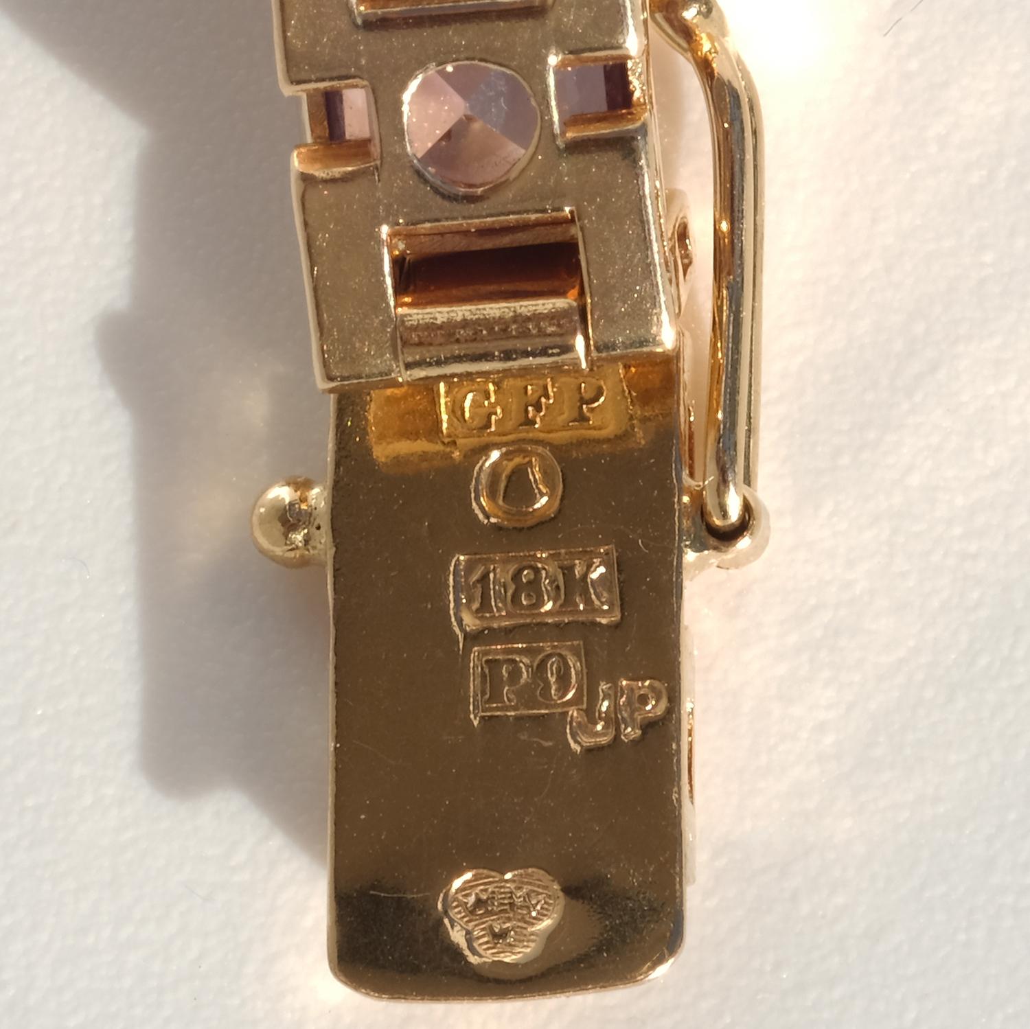 18K Gold and Amethyst Bracelet by Swedish Fryklund & Pålsson Made 1965 For Sale 2