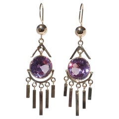 18k Gold and Amethyst Earrings Made in the 1970s