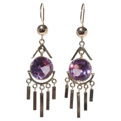 Retro 18k Gold and Amethyst Earrings Made in the 1970s