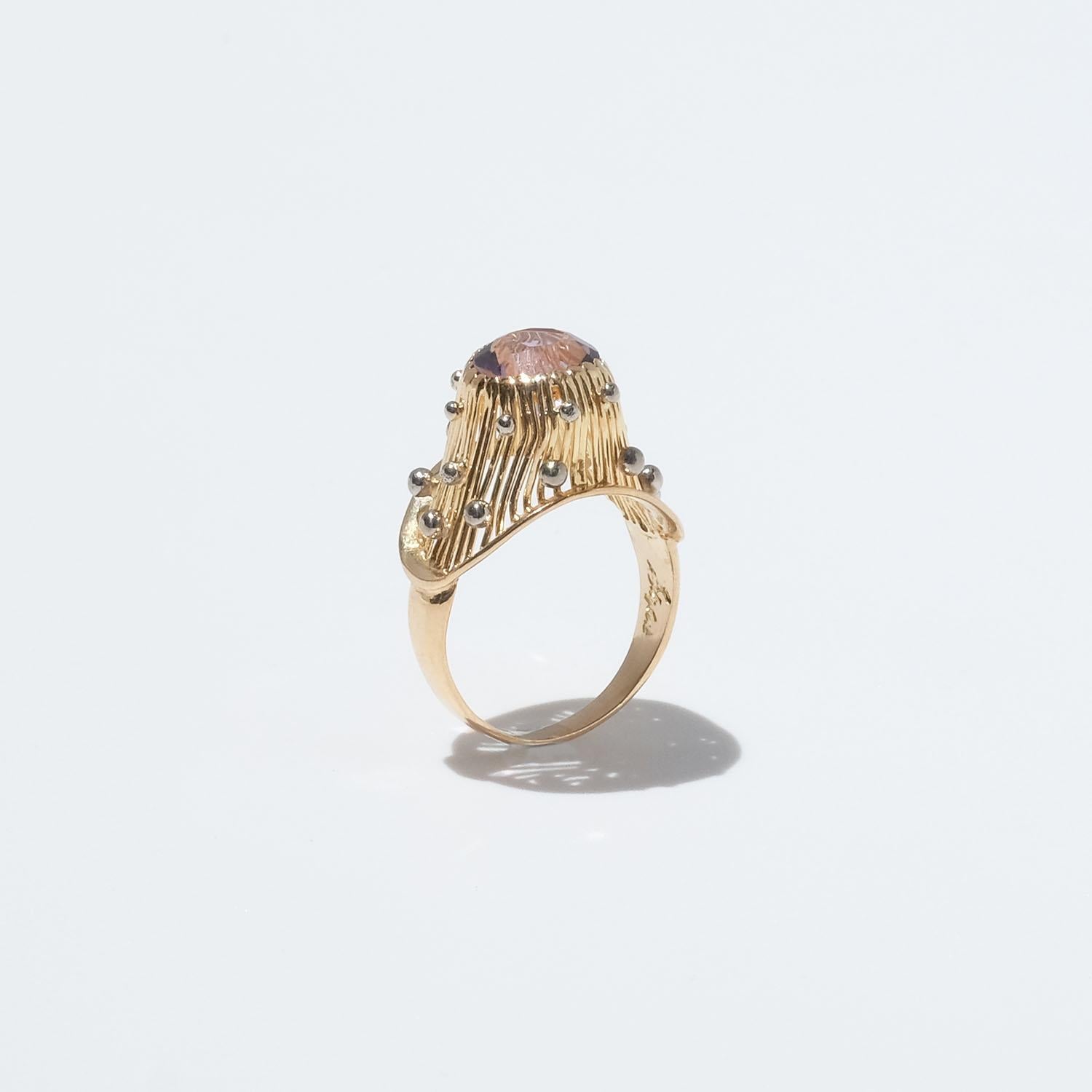 18k Gold and Amethyst Ring by Swedish Ateljé Stigbert Made Year, 1953 5