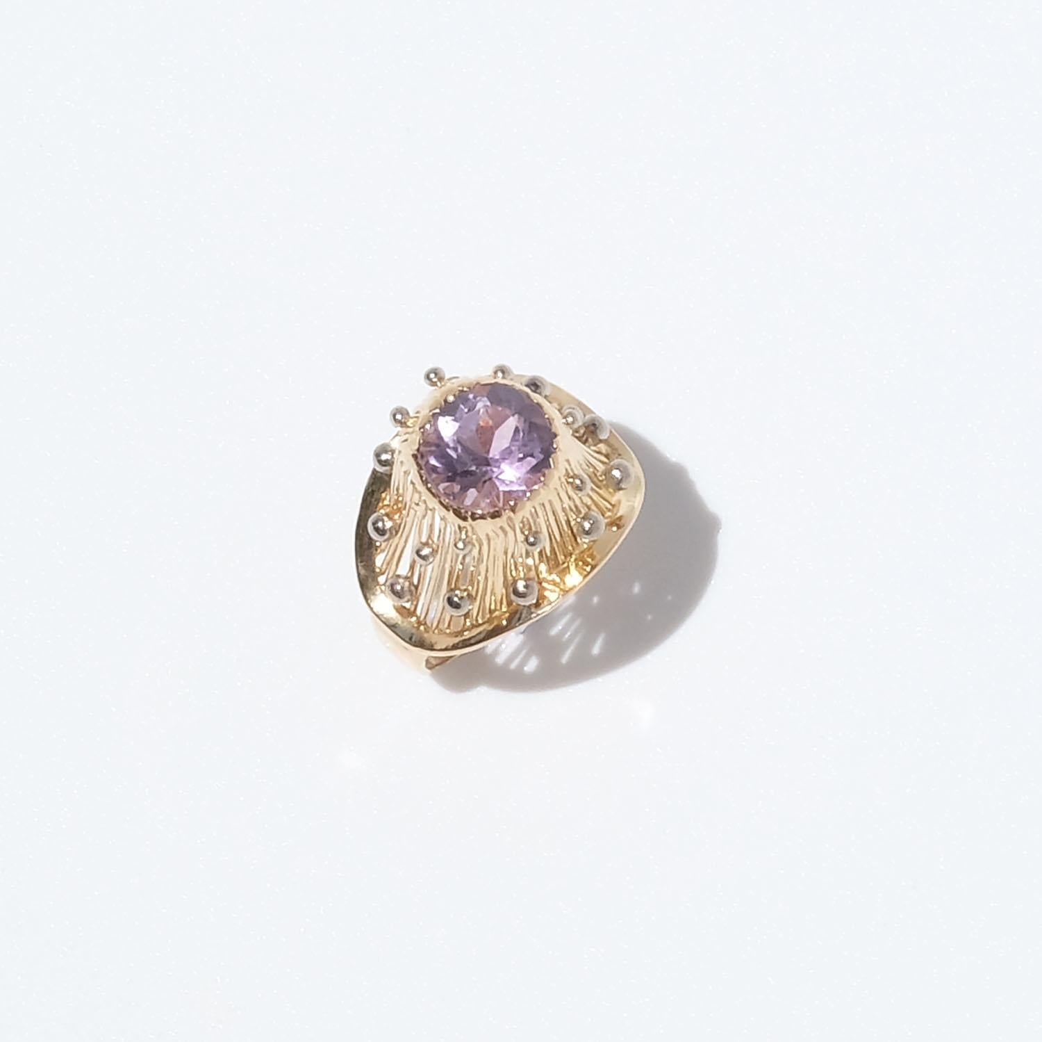 Brilliant Cut 18k Gold and Amethyst Ring by Swedish Ateljé Stigbert Made Year, 1953