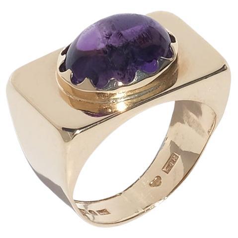 18K Gold and Amethyst Ring Made 1951 For Sale