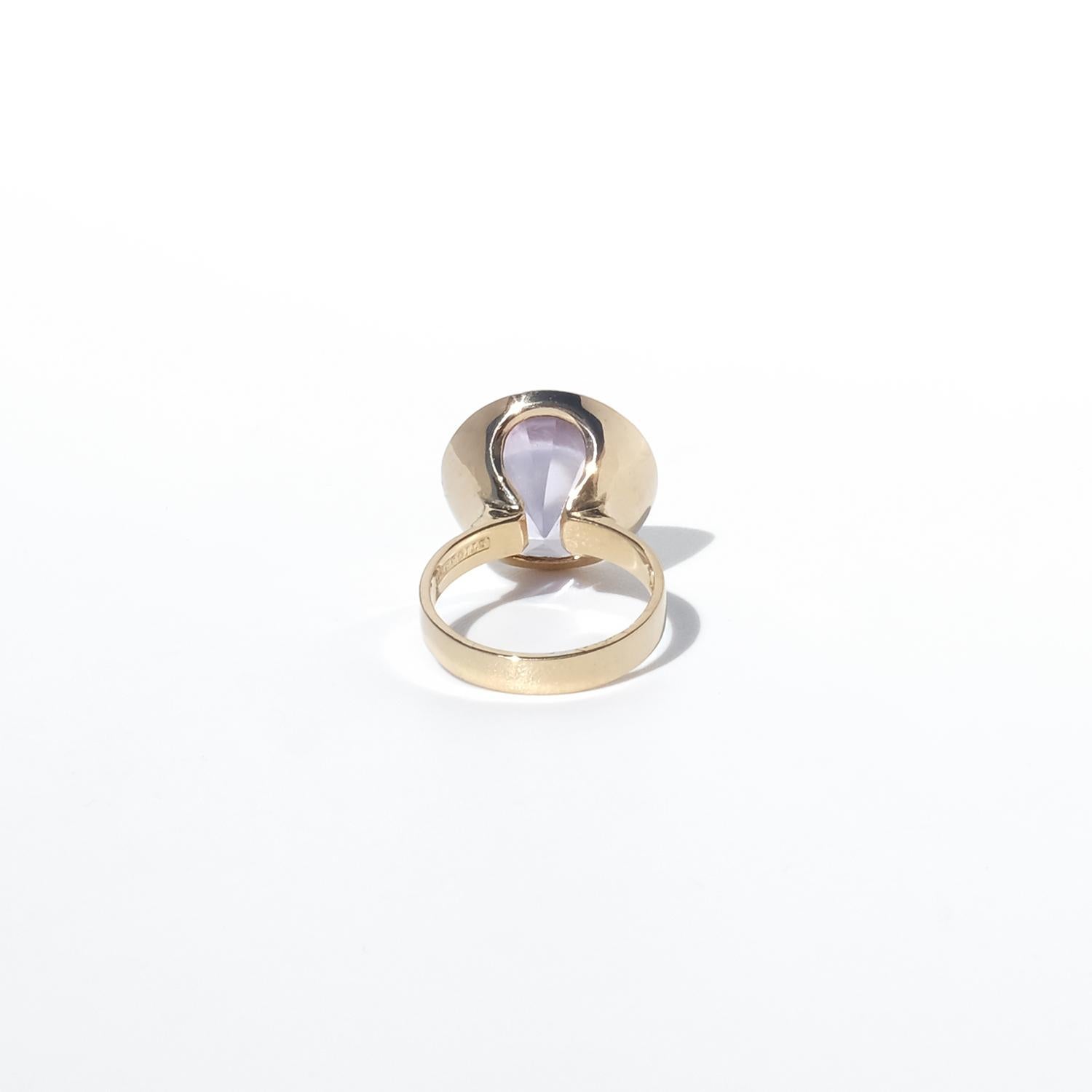 Anello vintage in oro 18 carati e ametista di Heribert Engelbert del 1967 In condizioni buone in vendita a Stockholm, SE